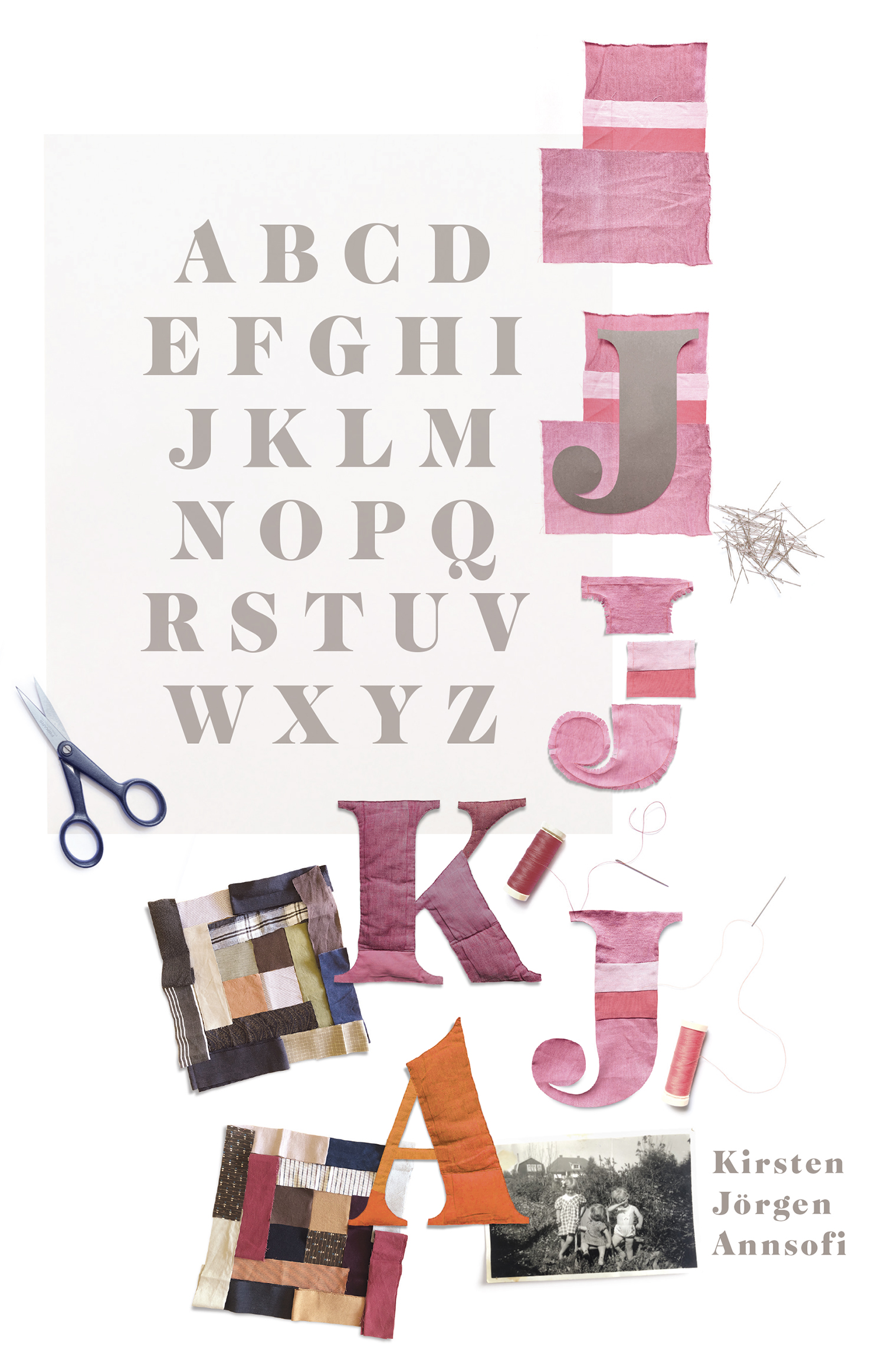 Pink and brown inspirational elements with childhood photograph and typography – bespoke textile artwork by Pénélope Westberg